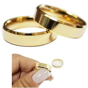 Imagem de Par de Alianças Casamento Chanfrado 4mm fina Banhada Ouro - Aliancas, 