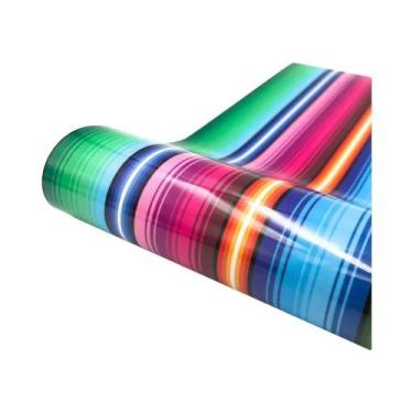 Imagem de Vinil Termocolante TPU/PU Com Listras Neon E Estrelas Em Cores Sortida