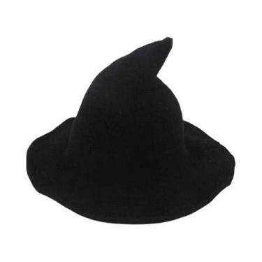 Imagem de Chapéu De Bruxa Vintage Feminino De Lã Com Ponta Longa Para Cosplay, F