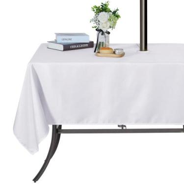 Imagem de Toalha de mesa SARAFLORA 152x259 cm com zíper branco impermeável