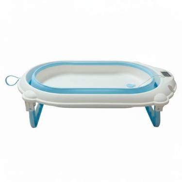 Imagem de Banheira Retrátil Com Termômetro Azul Domni