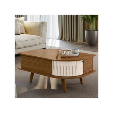 Imagem de Mesa de Centro Indianapolis com 2 Portas Cor Naturale Off White - Made