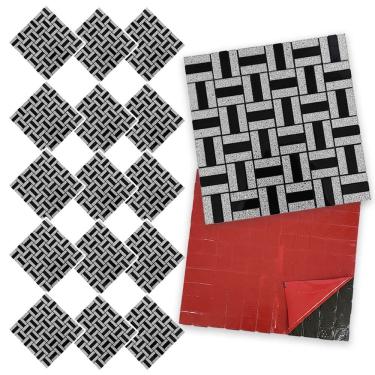 Imagem de Pastilha De Vidro Adesiva Kit 15 Uni Parede Cozinha Sala Banheiro Decorativa Moderna Requintado Reforma Facil Aplicacao