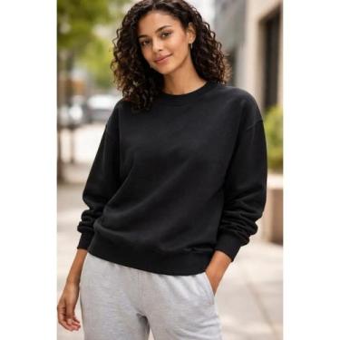 Imagem de Blusa Feminina Cropped Moletinho Manga Longa Confortável Casual Básica