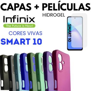 Imagem de Capinha + Película Proteção Hidrogel Para Infinix Smart 10 - DB, Preto
