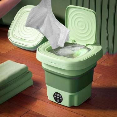 Imagem de Mini Maquina De Lavar Roupas Dobrável Portátil 6,5 Litros Verde - GRUP