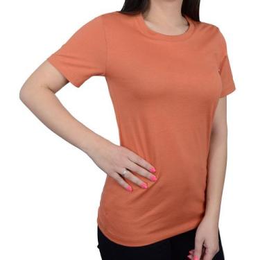 Imagem de Camiseta Feminina Basico.Com Pima Marrom Telha - 102101, PP