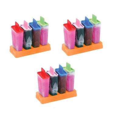 Imagem de Kit 12 Forminhas para Picolé Sorvetinho Caseiro Plástico Reutilizável 50ml Cozinha Colorido