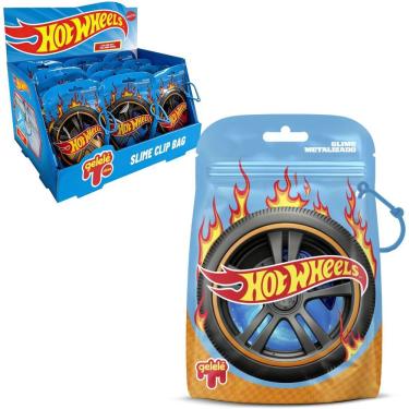 Imagem de Slime Infantil Clip Bag Hot Wheels Metalizada Azul 180g para Pendurar em Mochila Gelelé