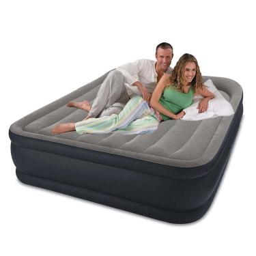Imagem de Colchão Inflável Casal Dura Beam Queen Raised com Bomba Elétrica 110V Cinza Intex