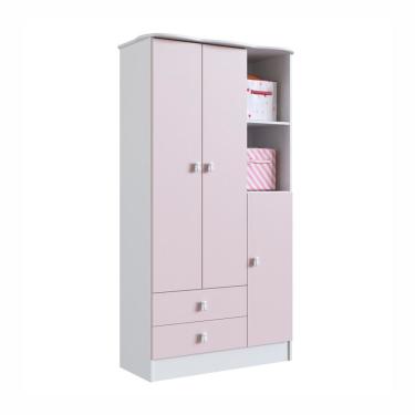 Imagem de Conjunto Quarto de Bebê Arco-íris Rosa com 3 Portas 6 Gavetas em MDP e Madeira Maciça Rosa Percasa Móveis