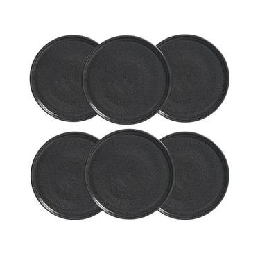 Imagem de Conjunto 6 Pratos Rasos Sobremesa Basic Dove 19,5cm Porto Brasil Stoneware Azul Escuro Mesa Posta