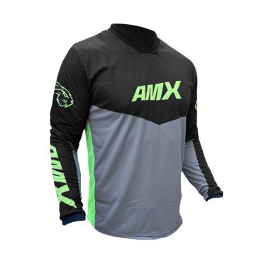 Imagem de Camisa Amx Prime Cross Preto Neon Trilha Motocross