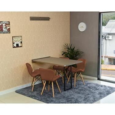 Imagem de Conjunto de Mesa Dobrável Retrátil 120 x 75 Volpi + 4 Cadeiras Slim - Marrom