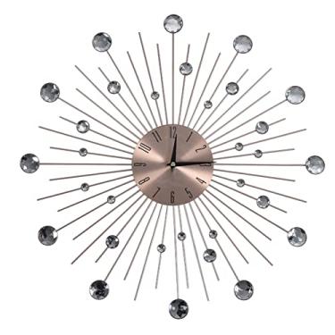 Imagem de Relógio de parede moderno, relógio de parede estrela céu de 19,69 polegadas Grandes relógios de parede silenciosos Relógio redondo de prata Relógio decorativo de parede Dial Bling Relógios de parede