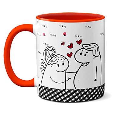 Imagem de Caneca Flork Meme Namorados Fofos Te Amo Do Tamanho Do Bucho (Vermelha)