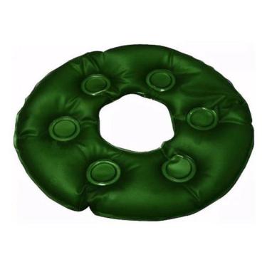 Imagem de Almofada Gel Casca Ovo Redonda Orifício Anti Escaras Verde