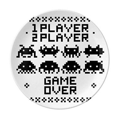 Imagem de DIYthinker Players Game Over Little Monster Prato decorativo de porcelana Salver Talheres Prato de jantar
