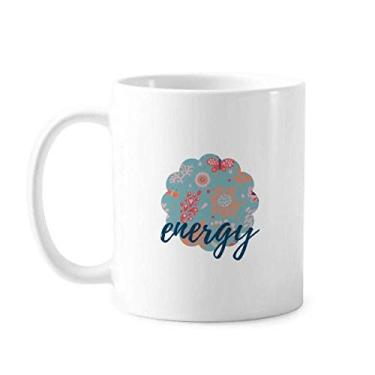 Imagem de Caneca de cerâmica com flores e folhas azuis para pintura em cerâmica para café e porcelana