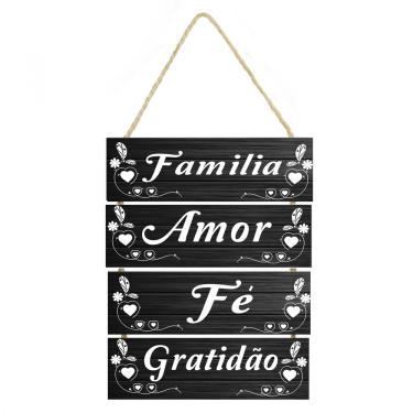 Imagem de Placa decorativa com frase Família, amor, fé, gratidão 28