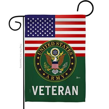 Imagem de Americana Home & Garden Bandeira de jardim dos veteranos do exército dos EUA, Ranger das forças armadas dos Estados Unidos, bandeira de decoração oficial de casa pequena para presente de dois lados, tecido grosso, feito nos EUA