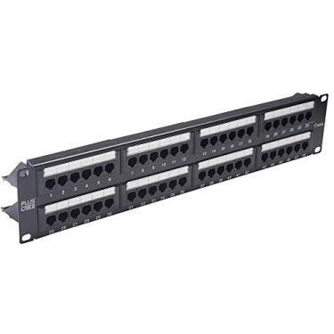 Imagem de PlusCable Patch Panel LA-P648 CAT6 - Com 48Portas compatível com RJ45 e RJ11 Padrão 110 IDC com Guia