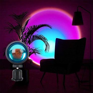 Imagem de Yongqin Lâmpada de projeção do pôr do sol do arco-íris, projetor de iluminação LED USB Lâmpada de assoalho moderna para quarto, sala de estar, decoração de festival