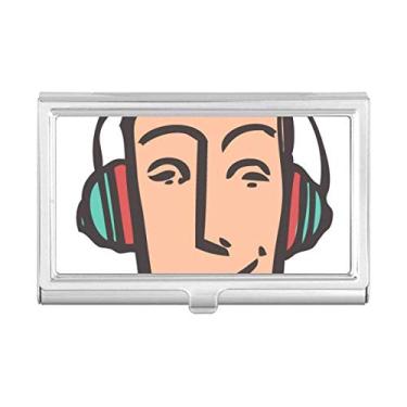 Imagem de Fone de ouvido abstrato com desenho de rosto feliz, porta-cartões de visita