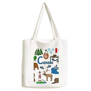 Imagem de Bolsa de lona com bandeira nacional do Canadá Landscap bolsa de compras casual bolsa de mão
