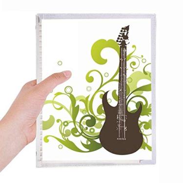 Imagem de Caderno com estampa de música de violão, verde, folhas soltas, diário recarregável, papelaria