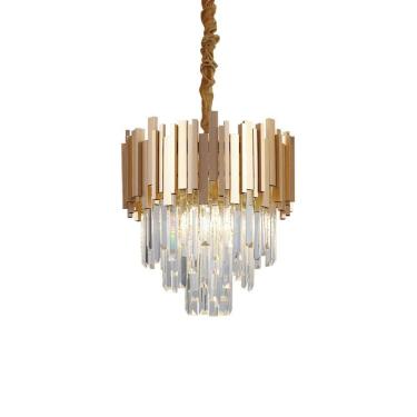 Imagem de Lustre Pendente em Alumínio e Cristal K9 - Bivolt