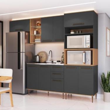 Imagem de Conjunto de Cozinha 2 Gavetas 2 Fornos Isabelle Ii Freijó/grafite