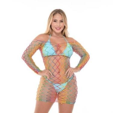 Imagem de Vestido Arrastão Telinhas Vestido Rede Moda Verão-Feminino