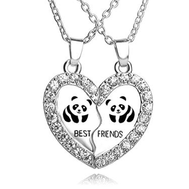 Imagem de MJartoria Colar BFF para 2, colares de melhor amigo, design fofo, presente de dia dos namorados, pingente de coração, colares de amizade, 18‘’, Metal, Sem Pedra Preciosa