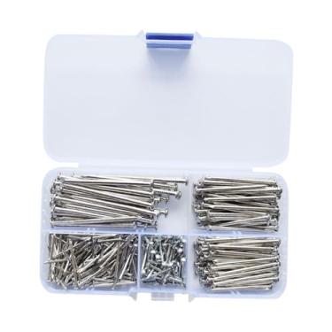 Imagem de Móveis de cabeça redonda para unhas, acessórios de hardware para móveis em miniatura com caixa para projetos de artesanato, caixas de dobradiças, 350 prata