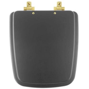Imagem de Assento Sanitário MDF Soft Close Boss Onix (Preto Fosco) para Vaso Incepa com Ferragem Dourada