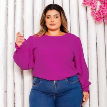 Imagem de Blusa Feminina Plus Size Camisa Social Manga Moda Elegante - Abusada S