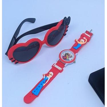 Imagem de Kit Relógio Infantil Analógico Personagens Super Heróis 3D Silicone Me