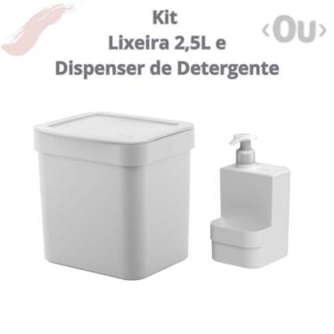 Imagem de Kit Lixeira Para Pia De Cozinha ou Lavabo 2,5L + Dispenser de Detergen