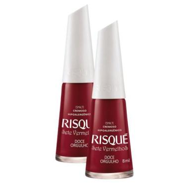 Imagem de Kit 2 Esmalte Risqué 7 Vermelhos Cor Doce Orgulho Hipoalergênico com 8