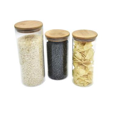 Imagem de Conjunto de Potes Herméticos com Tampa de Bambu - 3 Peças Oikos, U, NA