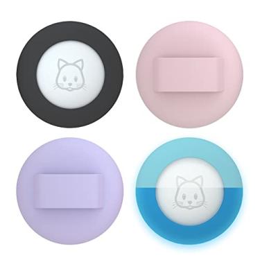 Imagem de Suporte de coleira para gatos Airtag 2022, pequena etiqueta de ar compatível com rastreador GPS da Apple, pacote com 2 capas à prova d'água para coleira de animais de estimação de 9,5 cm (preto, rosa