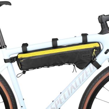 Imagem de Rhinowalk Bolsa para quadro frontal de bicicleta, bolsa triangular, leve, extralonga de 2,4 L, bolsa de nylon para mountain road bike (amarelo)