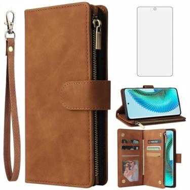 Imagem de Asuwish Capa carteira compatível com Huawei Honor Magic 6 Lite 5G/X9b, protetor de tela de vidro temperado e capa flip de couro, porta-cartões, acessórios para celular, capas de telefone TPU para