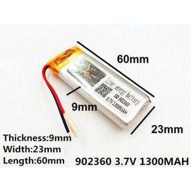 Imagem de Bateria 3,7v  1300 Mah  9mm X 60mm X 23mm  Com 2 Fios - KMIG