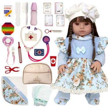 Imagem de Bebe Reborn Siliconado Menina Pode Dar Banho com Itens Luxo - Cegonha 