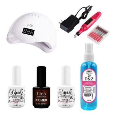 Imagem de Kit Cabine 48w Lirió Primer Top Coat Base Em Gel Prep Motor - Mr Venda