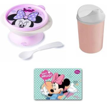 Imagem de Tigelinha Minnie com copinho bico e colher e jogo americano - Simonagg