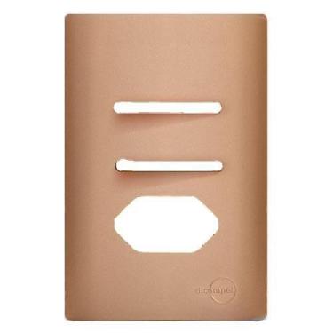 Imagem de Placa Para 2 Interruptores + Tomada 4X2 - Novara Ouro Rose - Dicompel 