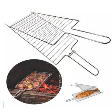 Imagem de Grelha Dupla Para Assar Churrasco Peixe Acabamento Cormada N2 - Aramig